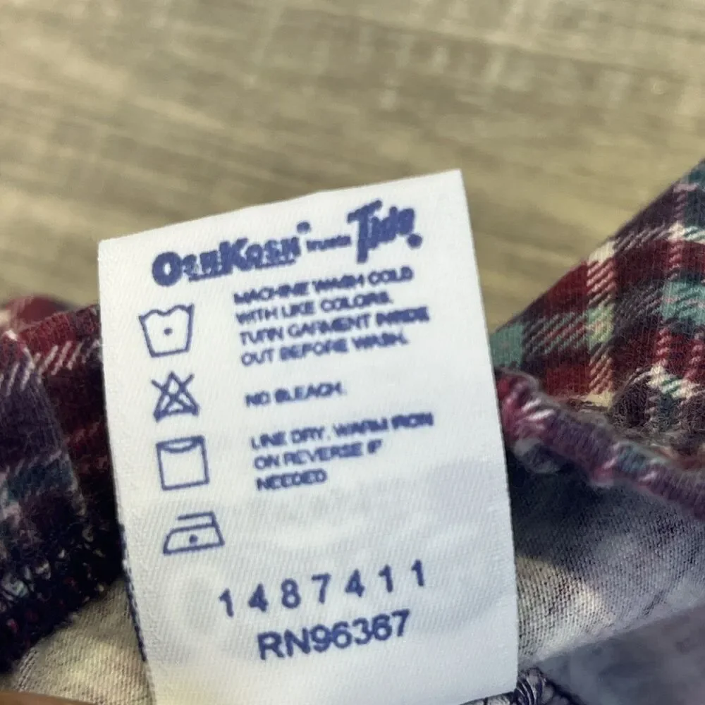 OshKosh BGosh Plaid Pants Size 3 T Toddler Made In USA Vintage Cotton Blend